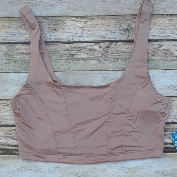 Free People Be Cool Brami Crop Stretch Bralette Pink Clay - Picture 2 of 14